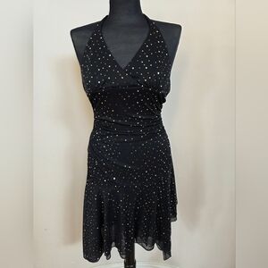 City Triangles Black Asymmetrical Dress with Polka Dots